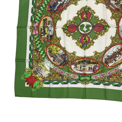 Hermes Carre 90 Scarf Silk L Entente Cordiale French-english Alliance Green