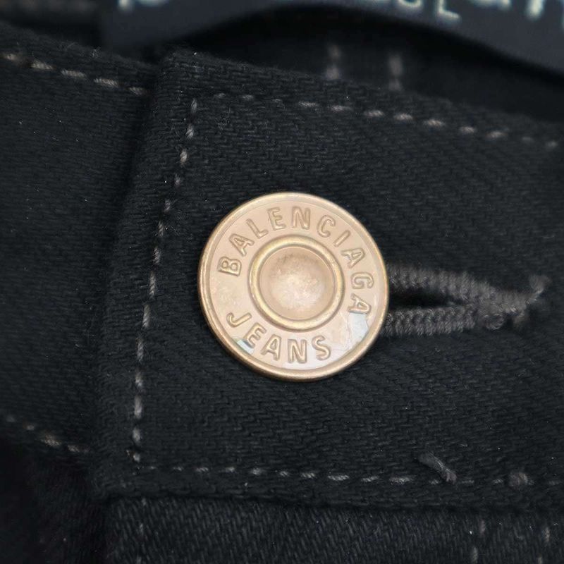 Balenciaga 21ss Cut-Off Damaged Denim Pants 657647 Tjw63 Black 25