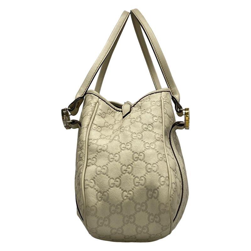 Gucci GG Twins Tote Bag Stripe Line 232963 Ivory Leather