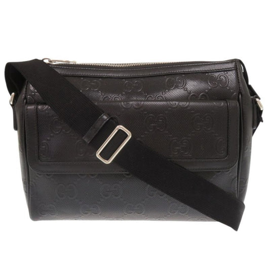 Gucci GG Embossed 658565 Black Messenger Bag Shoulder Bag Black 1774 Gucci Men's