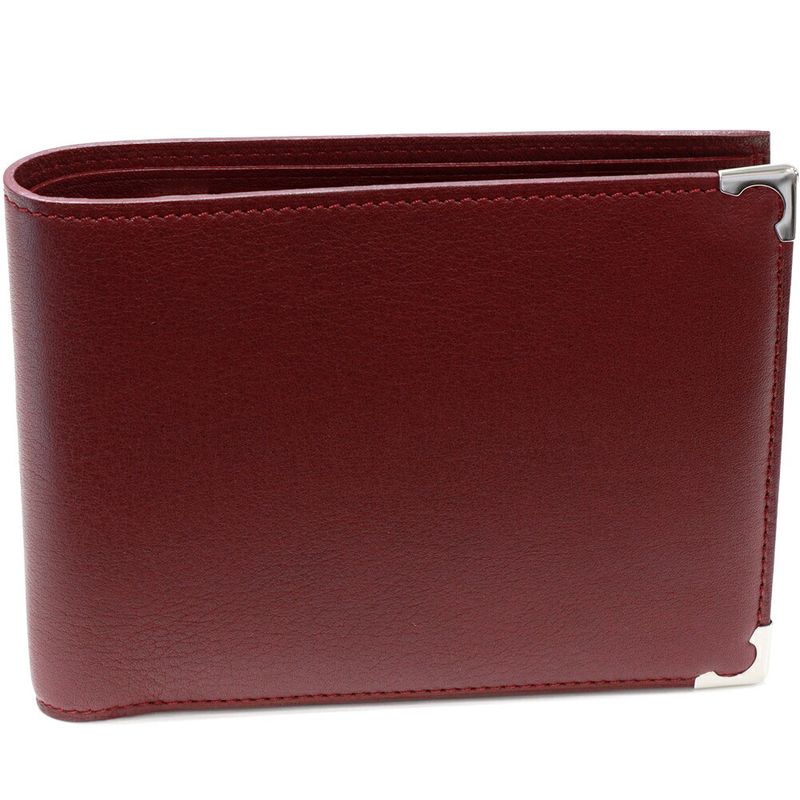 Cartier Folding Wallet With Coin Purse Mastline Calf Bordeaux L3000594