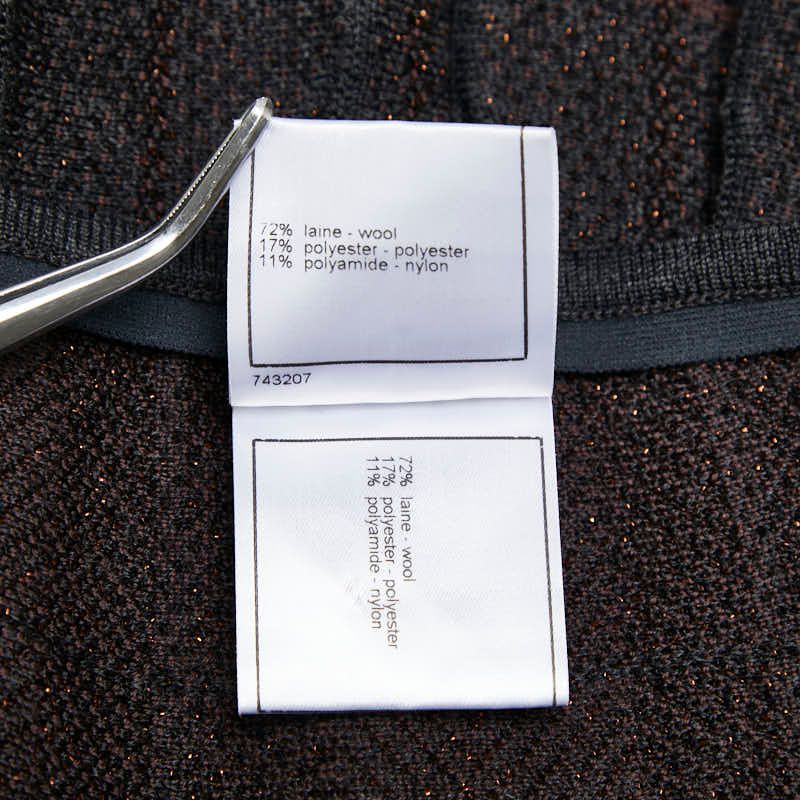 Chanel Coco Mark Check Skirt Pleated Size: 42 P26686v00001 Grey Brown Wool