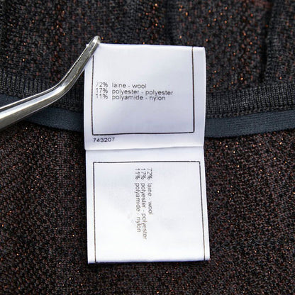 Chanel Coco Mark Check Skirt Pleated Size: 42 P26686v00001 Grey Brown Wool