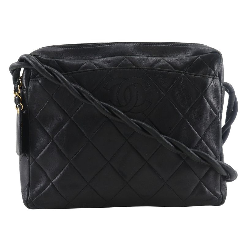 Chanel Matelasse Coco Mark Rope Vintage Lambskin Black Ladies Shoulder Bag