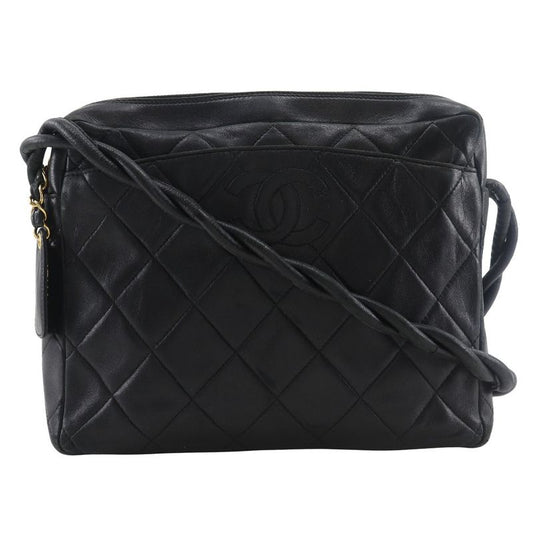 Chanel Matelasse Coco Mark Rope Vintage Lambskin Black Ladies Shoulder Bag