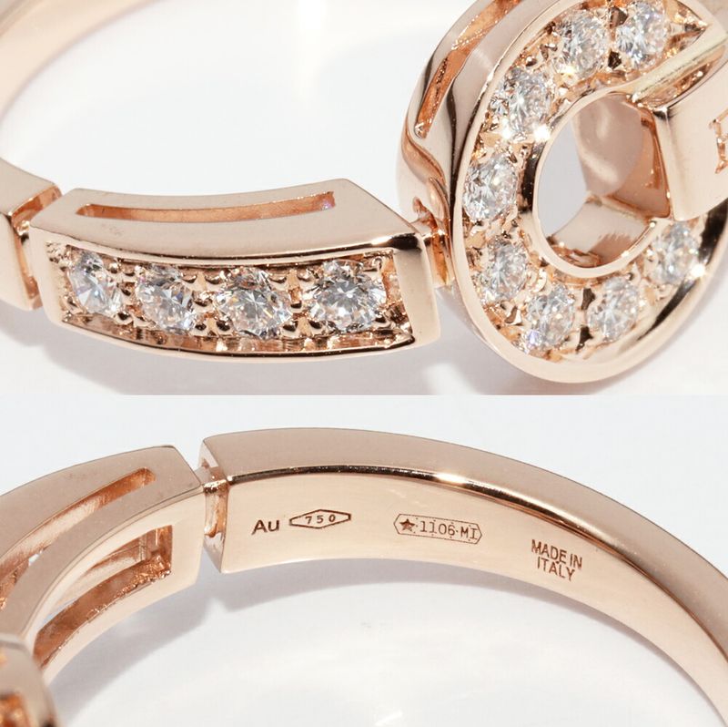 Bulgari Ring 18K Pink Gold Pave Diamond 028ct Bulgari Ring An855854 346213