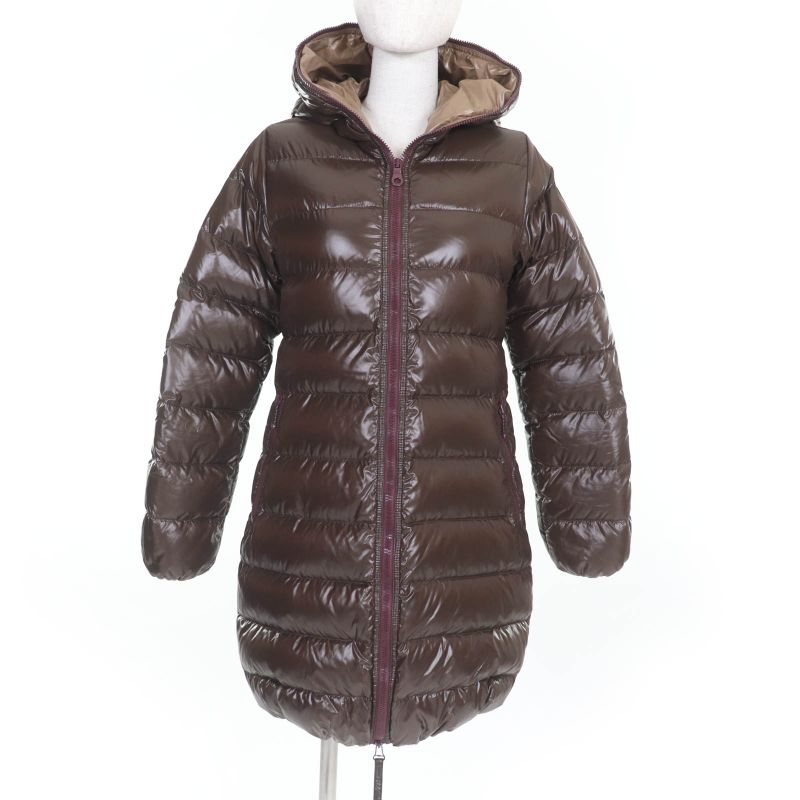 Duvetica ACE Hooded Zip Up Down Coat Brown 40 Made In Bulgaria Genuine