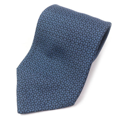 Hermes 7695 OA 100% Silk Geometric Pattern Wide Tie Blue With Box Men's
