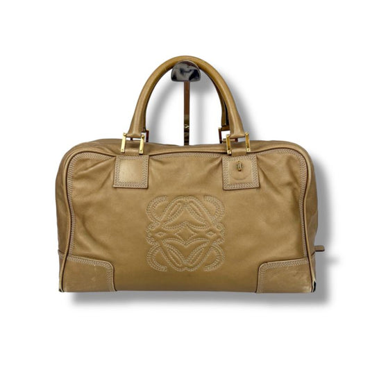 Loewe Amazona 36 Handbag Mini Boston Bag Anagram Logo Stitching Gold Nappaleathe