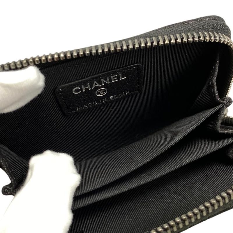 Chanel Card Case Coin Case Chain Me Coin Purse Matelasse Goatskin Coco Mark