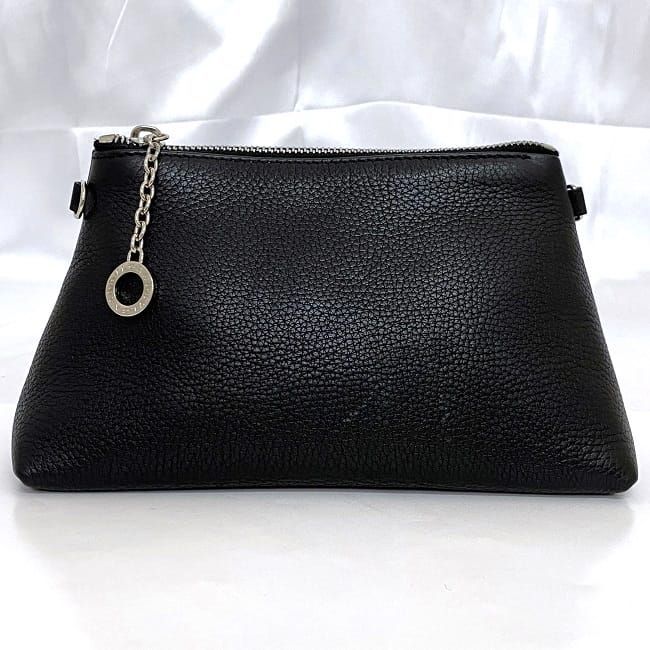 Bulgari Handbag Black Logomania Logo Leather Preowned