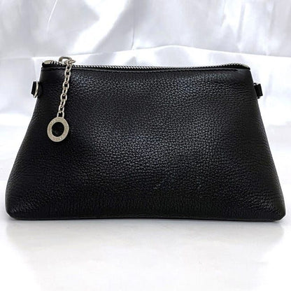 Bulgari Handbag Black Logomania Logo Leather Preowned