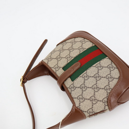 Gucci Jackie 1961 Mini Bag Beige And Brown GG Supreme Canvas And Leather 637092