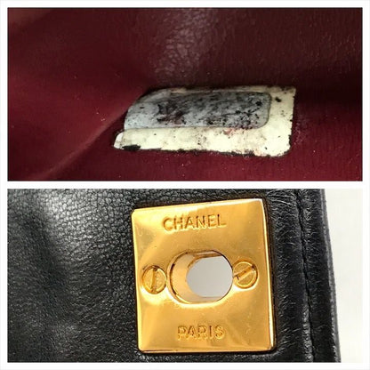 Chanel CC Logo Mini Quilted Turnlock Lambskin Chain Shoulder Bag Black