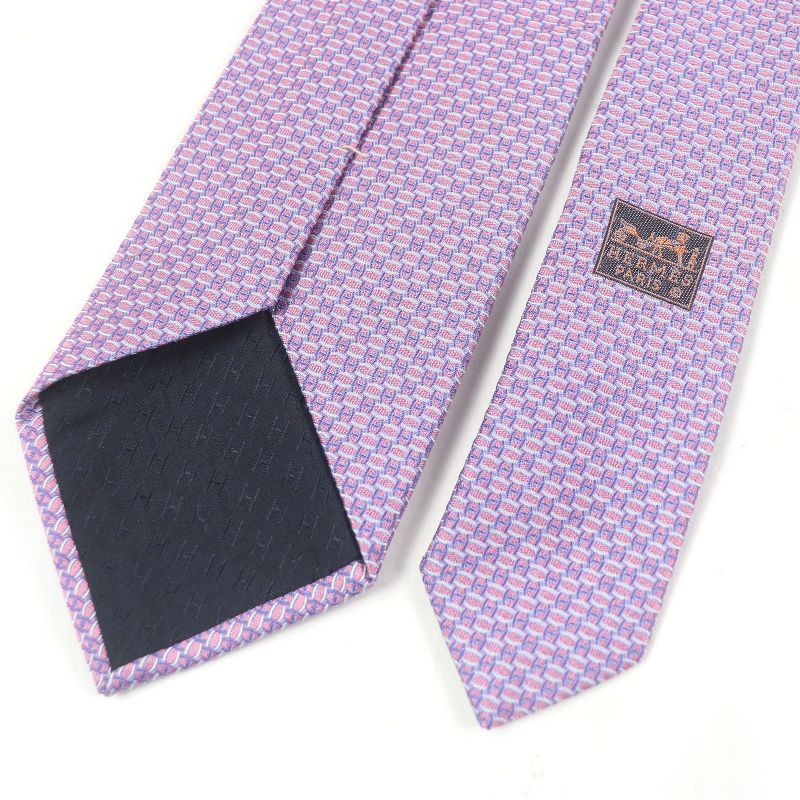 Hermes 659128t 100% Silk H Logo All-over Pattern Silk Twill Tie Regular Tie