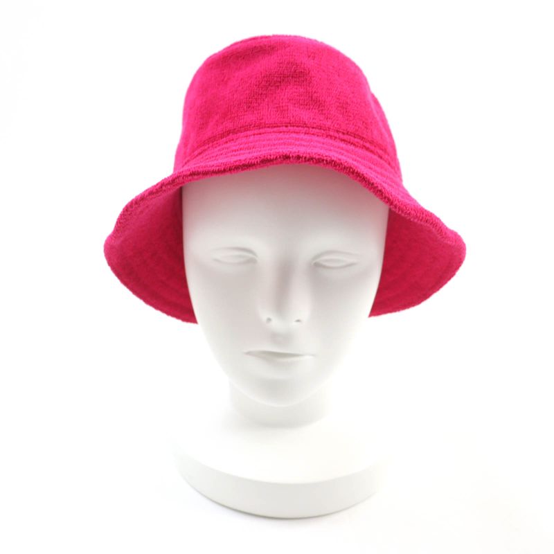 Hermes Davis Hat 100% Cotton Pile Bucket Hat With Logo Patch Shocking Pink 57