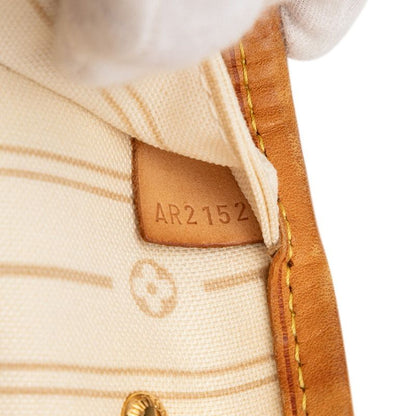 Louis Vuitton Damier Azure Neverfull PM Tote Shoulder Bag N51110 White PVC