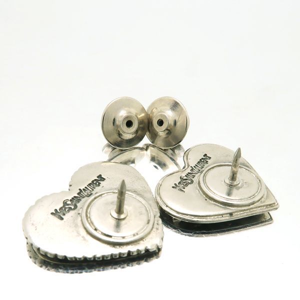 Yvessaint Laurent Pin Brooch 2 Pieces Tuck Pin Steampunk Heart Face Silver