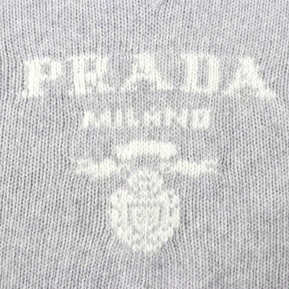 Prada 2024 P24u1t Virgin Wool Cashmere Logo Box Silhouette Crewneck Cropped