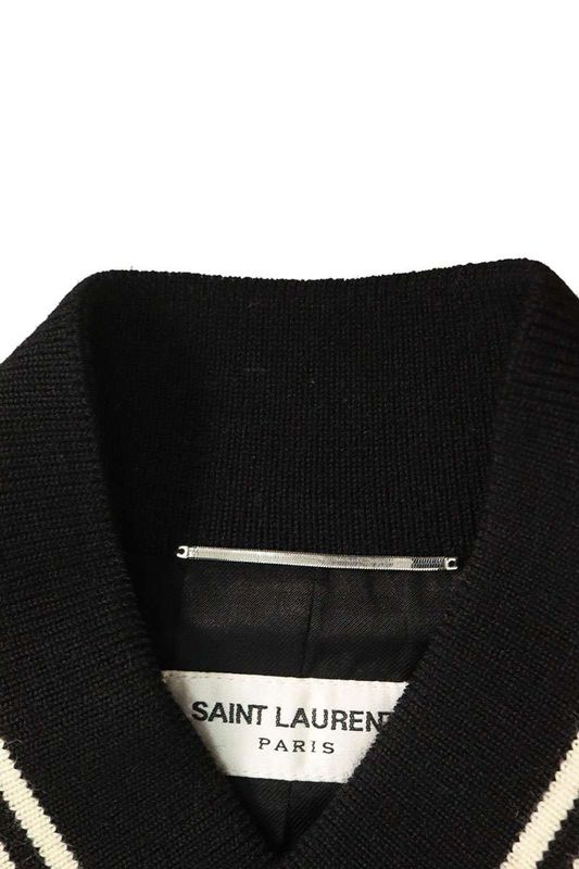 Saint Laurent Paris Teddy 354718 Y180w Leather Trim Stajan Blouson Men's 52