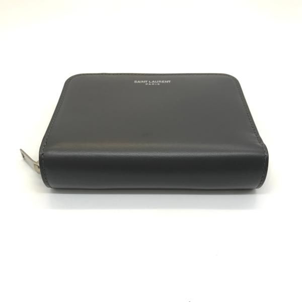 Saint Laurent Leather Logo Bifold Compact Wallet Zippy Gray