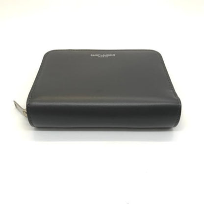 Saint Laurent Leather Logo Bifold Compact Wallet Zippy Gray