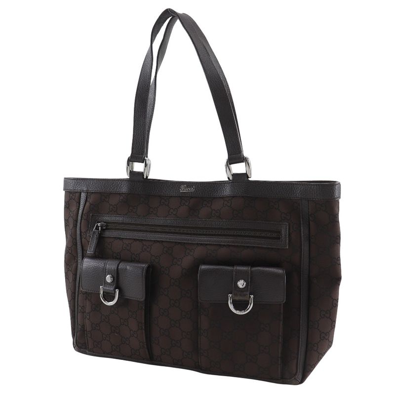 Gucci Abbey Line Outlet GG 268639 Nylon Canvas Brown Ladies Tote Bag