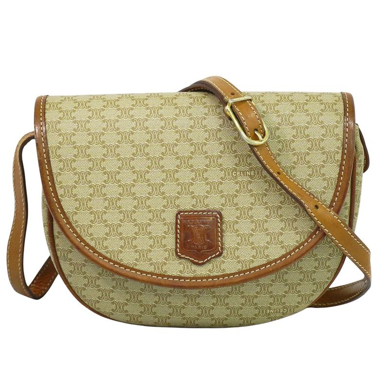 Authentic Celine Macadam Shoulder Bag Pochette PVC Beige Macadam Bag Pre-owned