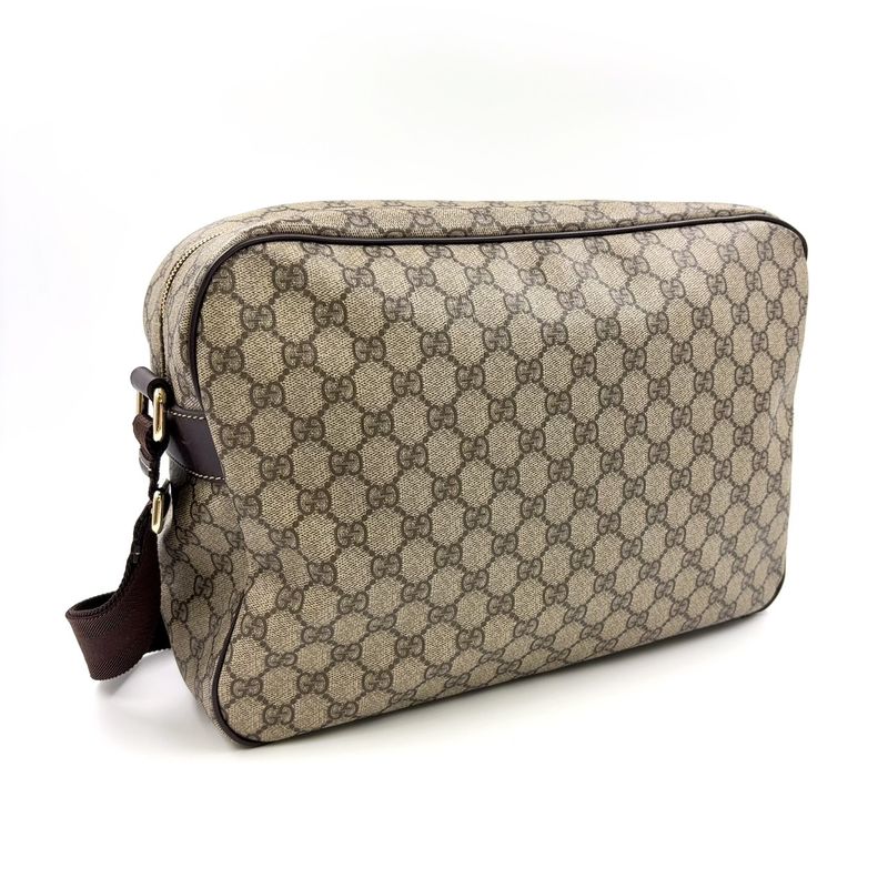 Gucci Crossbody GG Supreme PVC Brown Shoulder Bag Gold 211107