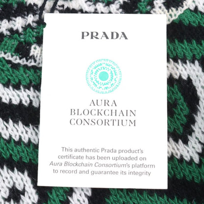 Prada 2022 Umb429 30% Cashmere Mockneck Jacquard Knit With Triangle Patch Green