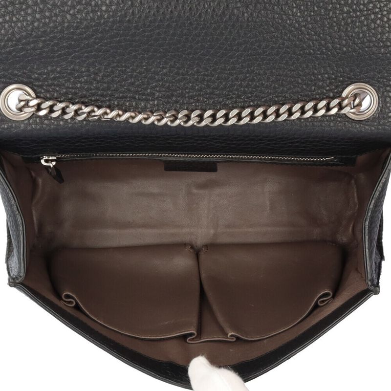 Gucci Studded Bamboo Shoulder Bag Leather 387611 Black Ladies Gucci