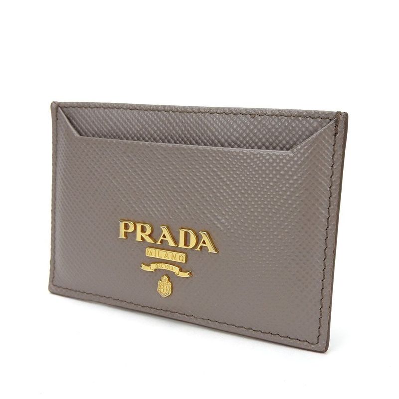 Prada Card Casespass Case 1mc208saffiano Grayleather Leatherbusinesssimple
