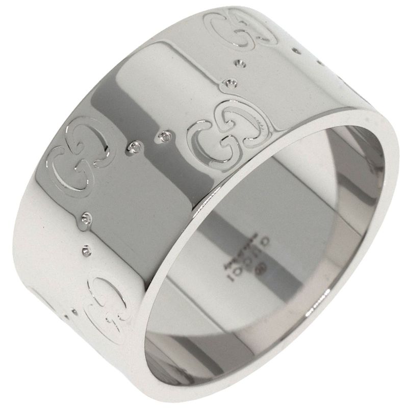 Gucci GG Icon Wide #11 Ring - 18K White Gold Ladies