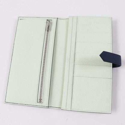 Hermes Bearn Souffle Verso Blue Prus/vert Fizz Silver Hardware Vaux Epson Long