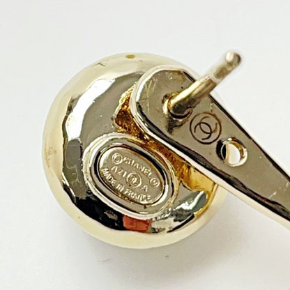 Chanel Earrings Ab6484 Gold 2way Coco Mark Logo Stone Fake Pearl Women's