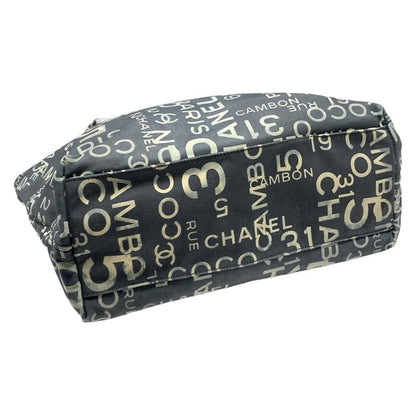 Chanel Tote Bag Vichy Line Ivory×dark Gray Cotton