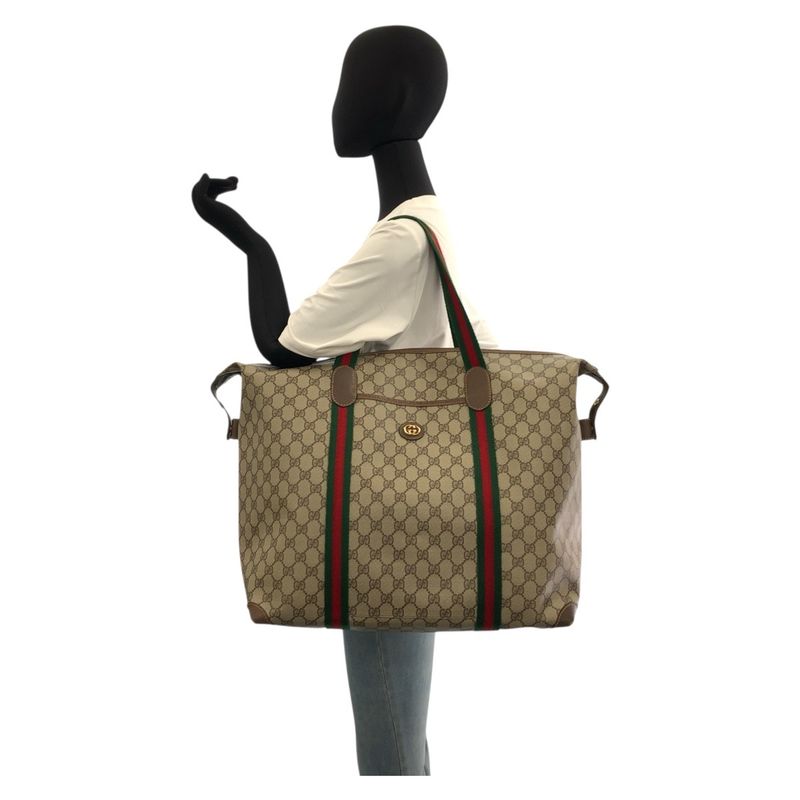 Gucci Vintage Sherry Line GG Supreme Canvas 012 39 6211 Tote Bag Boston Bag