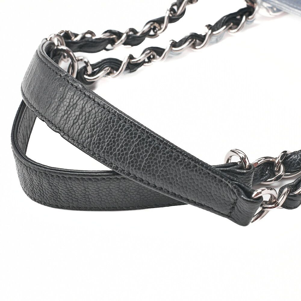 Chanel Shoulder Bag Matelasse GST Chain Tote Cabiskin Black Silver Hardware