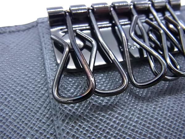 Prada 2pg222 Saffiano Leather 6-ring Key Case Key Case Men's Black Fa3866