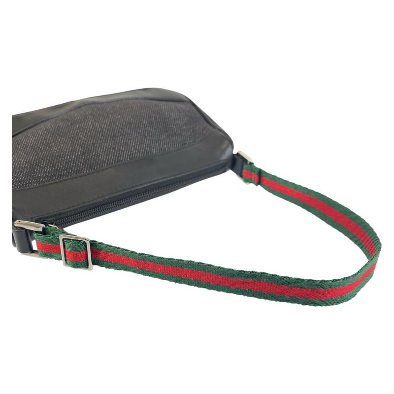 Gucci Sherry Line Black Silver Hardware Canvas 92821 Handbag Accessory Pouch