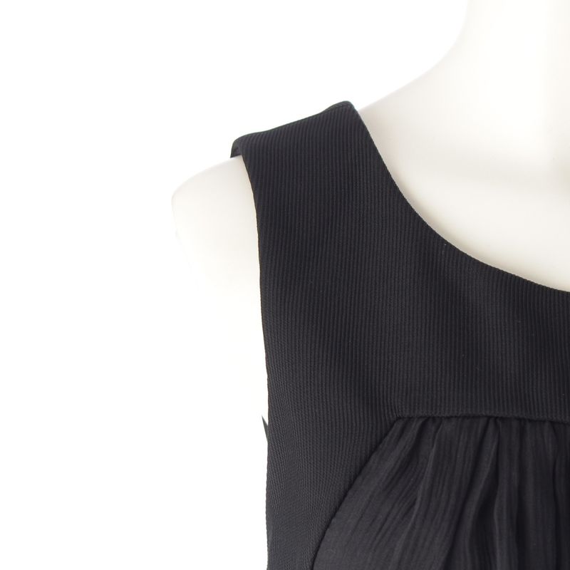 Chanel Silk Coco Mark Camellia Ribbon Camisole Dress P45488 Black 36