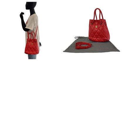 Balenciaga B Bucket Bag Red 600327 Shoulder Bag Handbag 2way Women 504527