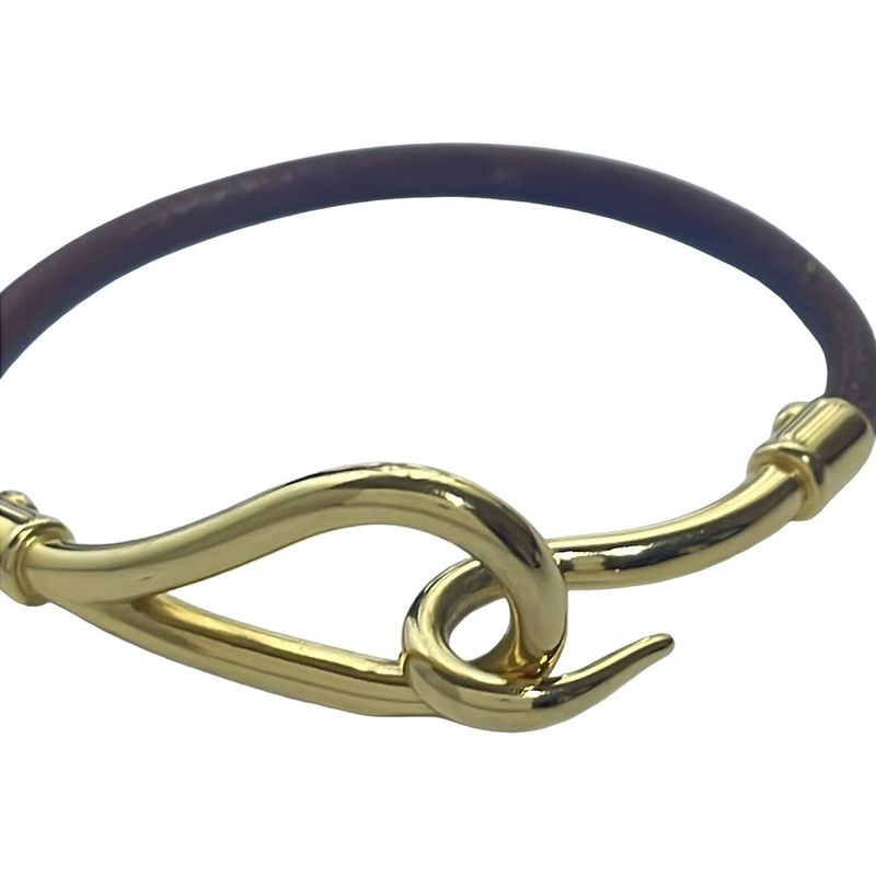 Hermes Bracelet Jumbo Leather Dark Brown Gold Hardware