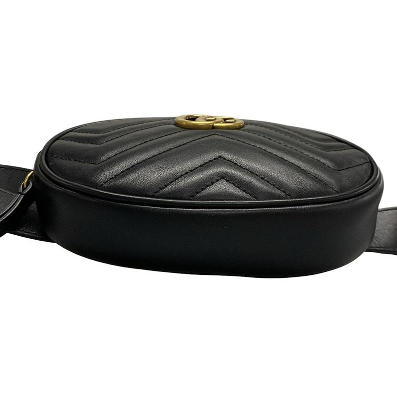Gucci Waist Pouch GG Marmont Quilted Leather Belt Bag 476434 Black Leather