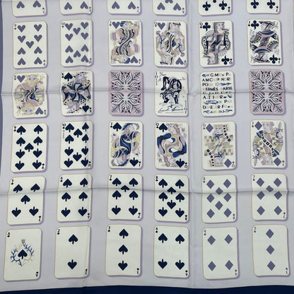 Hermes Scarf Carre 90 Silk Jeu De Cartes Trump Card Numbers Bandana Multicolor