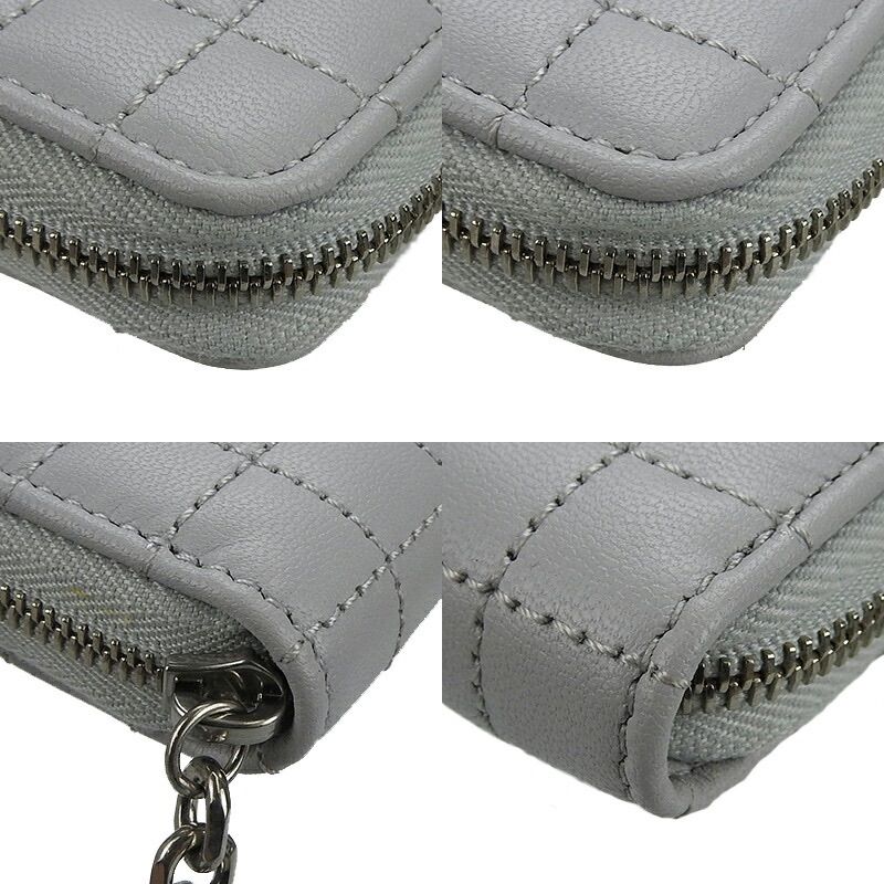 Celine 10b663bfl.08gc Compact Zipped Wallet Ccharm Calfskin Light Grey Silverhar