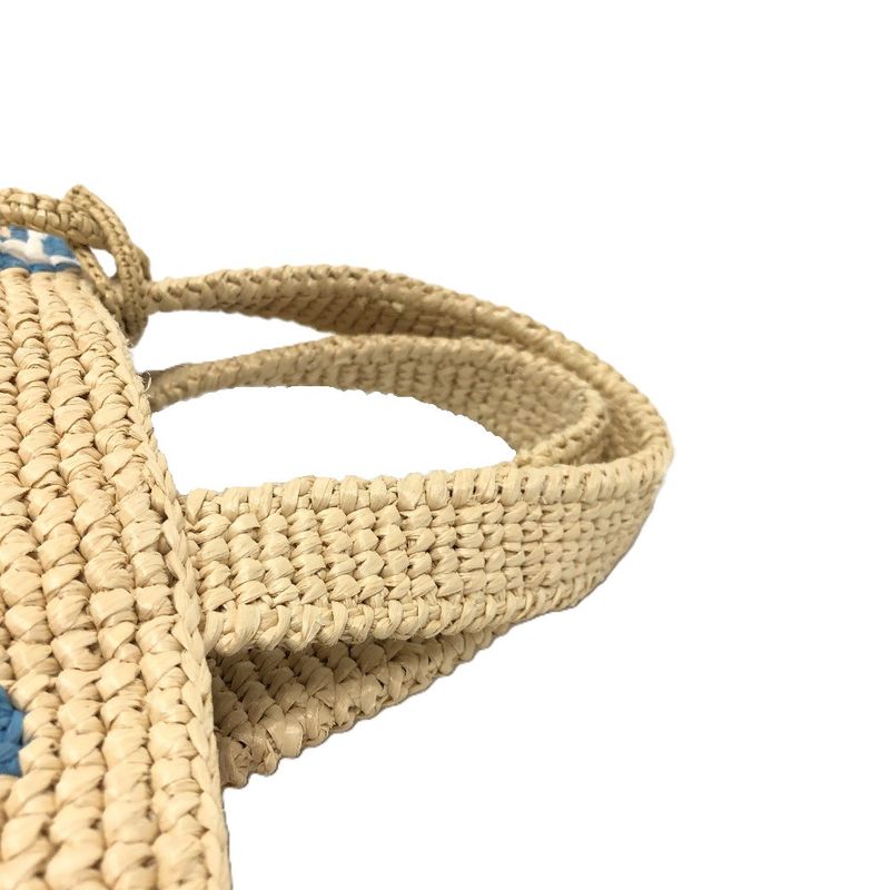 Prada Handbag Logo St Barth's Island Limited Edition 1bg454 Raffia Beige
