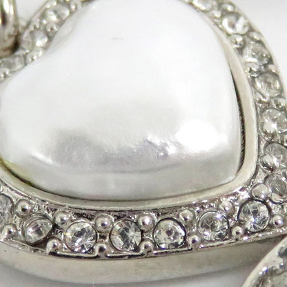 Chanel Necklace Heart Rhinestone Silver 23B Abb614b Fake Pearl Coco
