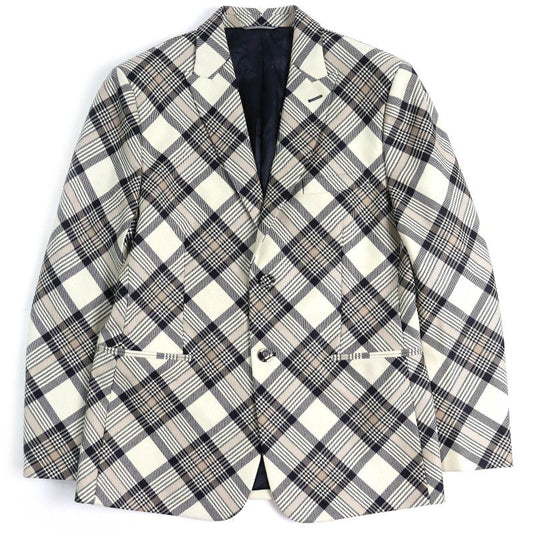 DIOR Christian DIOR Homme 22AW 293c284a5572 100% Wool Checked Peaked Lapel Single Tailored