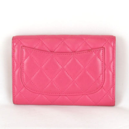 Chanel Timeless Classic Card/boxed Bifold Wallet Pink Leather
